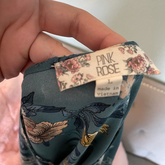 Floral knotted teal blouse - Picture 12 of 12